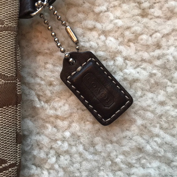 Coach Logo Tan Canvas & Leather Wristlet - Picture 6 of 8